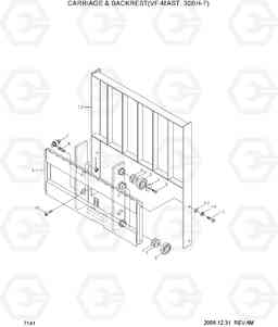 7141 CARR BACKREST & FORK(VF-MAST,30BH-7) 20BH/25BH/30BH-7, Hyundai
