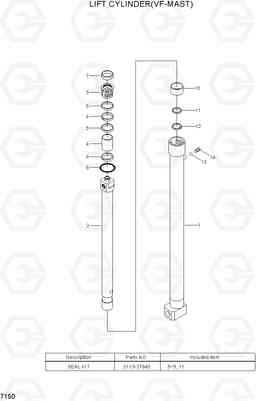 7150 LIFT CYLINDER(V-MAST) 20BH/25BH/30BH-7, Hyundai