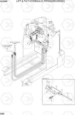 2055 LIFT & TILT HYDRAULIC PIPING(REVERSE) 20/25BR-7, Hyundai