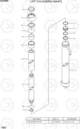 7050 LIFT CYLINDER(V-MAST) 20/25BR-7, Hyundai