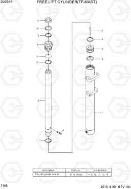 7160 FREE LIFT CYLINDER(TF-MAST) 20/25BR-7, Hyundai
