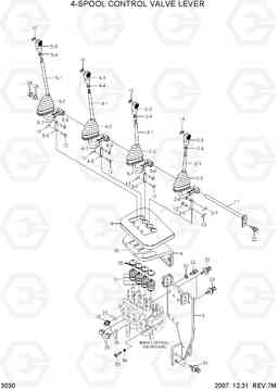 3030 4-SPOOL CONTROL VALVE LEVER 20D/25D/30D/33D-7, Hyundai