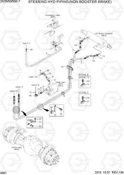 3061 STEERING HYD PIPING (NON BOOSTER BRAKE) 20D/25D/30D/33D-7, Hyundai