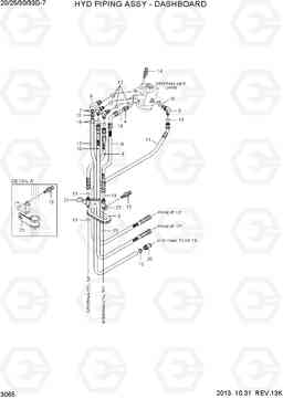 3065 HYD PIPING ASSY-DASHBOARD 20D/25D/30D/33D-7, Hyundai