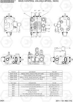 3A21 MAIN CONTROL VALVE (2-SPOOL, NEW) 20D/25D/30D/33D-7, Hyundai