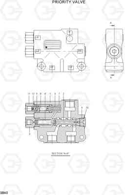 3B40 PRIORITY VALVE 20D/25D/30D/33D-7, Hyundai