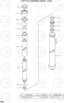 7052 LIFT CYLINDER(V-MAST, 33D) 20D/25D/30D/33D-7, Hyundai