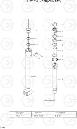 7150 LIFT CYLINDER(VF-MAST) 20D/25D/30D/33D-7, Hyundai