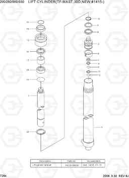 7264 LIFT CYLINDER(TF-MAST,30D,NEW,#1415-) 20D/25D/30D/33D-7, Hyundai