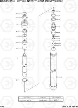 7265 LIFT CYLINDER(TF-MAST,33D,NEW,#0190-) 20D/25D/30D/33D-7, Hyundai