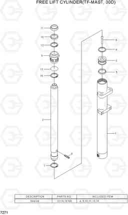 7271 FREE LIFT CYLINDER(TF-MAST,30D 20D/25D/30D/33D-7, Hyundai