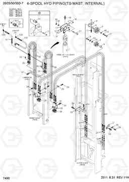 7490 4-SPOOL HYD PIPING(TS-MAST) 20D/25D/30D/33D-7, Hyundai