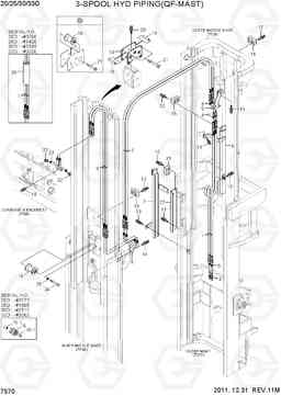 7570 3-SPOOL HYD PIPING(QF-MAST) 20D/25D/30D/33D-7, Hyundai