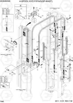 7580 4-SPOOL HYD PIPING(QF-MAST) 20D/25D/30D/33D-7, Hyundai