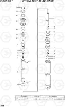 7595 LIFT CYLINDER-RH(QF-MAST) 20D/25D/30D/33D-7, Hyundai