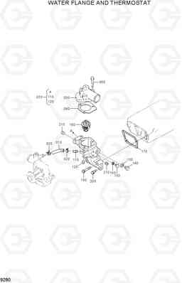 9280 WATER FLANGE AND THERMOSTAT 20D/25D/30D/33D-7, Hyundai