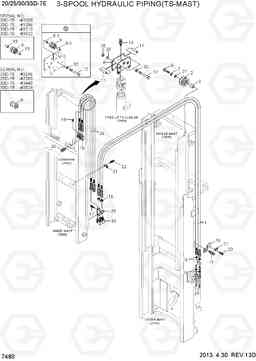 7480 3-SPOOL HYDRAULIC PIPING (TS-MAST) 20D/25D/30D/33D-7E, Hyundai