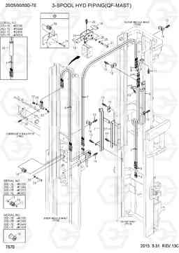 7570 3-SPOOL HYDRAULIC PIPING (QF-MAST) 20D/25D/30D/33D-7E, Hyundai