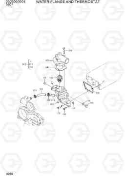 A260 WATER FLANGE AND THERMOSTAT 20D/25D/30D/33D-7E, Hyundai