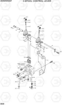 3020 2-SPOOL CONTROL VALVE LEVER 20/25/30/33DF-7, Hyundai