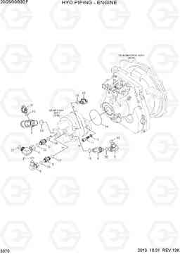 3070 HYD PIPING-ENGINE 20/25/30/33DF-7, Hyundai