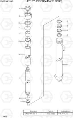 7051 LIFT CYLINDER(V-MAST, 30DF) 20/25/30/33DF-7, Hyundai