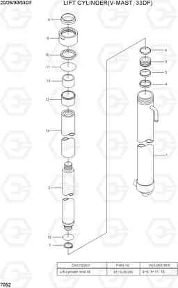 7052 LIFT CYLINDER(V-MAST, 33DF) 20/25/30/33DF-7, Hyundai