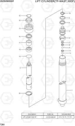 7261 LIFT CYLINDER(TF-MAST,30DF) 20/25/30/33DF-7, Hyundai