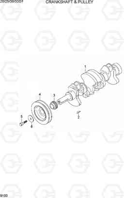 9100 CRANKSHAFT & PULLEY 20/25/30/33DF-7, Hyundai