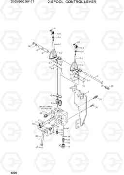 3020 2-SPOOL CONTROL LEVER 20/25/30/33DF-7T, Hyundai