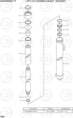 7050 LIFT CYLINDER (V-MAST, 20/25DF) 20/25/30/33DF-7T, Hyundai
