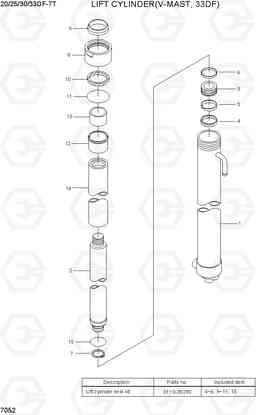 7052 LIFT CYLINDER (V-MAST, 33DF) 20/25/30/33DF-7T, Hyundai