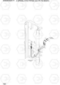 7061 3-SPOOL HYD PIPING 2 (V,TF,TS-MAST) 20/25/30/33DF-7T, Hyundai