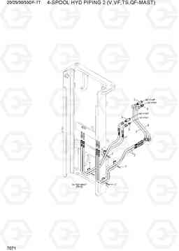 7071 4-SPOOL HYD PIPING 2 (V,TF,TS,QF-MAST) 20/25/30/33DF-7T, Hyundai