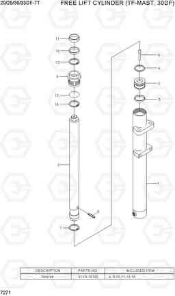 7271 FREE LIFT CYLINDER (TF-MAST, 30DF) 20/25/30/33DF-7T, Hyundai