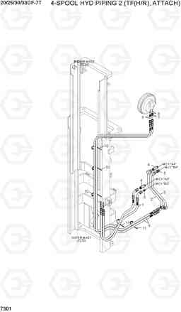 7301 4-SPOOL HYD PIPING 2 (TF(H/R), ATTACH) 20/25/30/33DF-7T, Hyundai