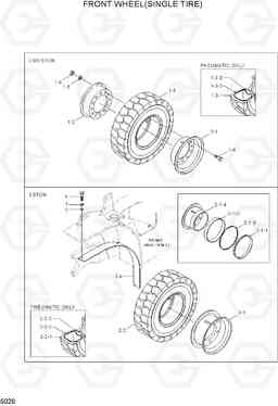 5020 FRONT WHEEL(SINGLE TIRE) 20G/25G/30G-7, Hyundai