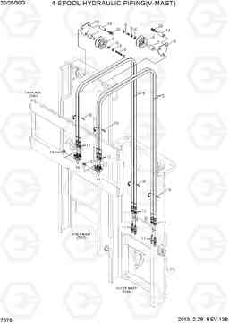 7070 4-SPOOL HYDRAULIC PIPING(V-MAST) 20G/25G/30G-7, Hyundai