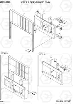 7141 CARRIAGE & BACKREST(VF-MAST,30G) 20G/25G/30G-7, Hyundai