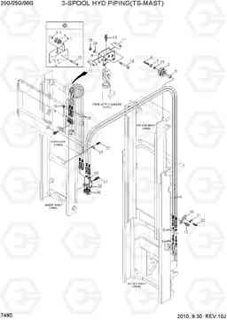 7480 3-SPOOL HYDRAULIC PIPING(TS-MAST) 20G/25G/30G-7, Hyundai