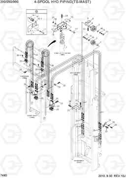 7490 4-SPOOL HYDRAULIC PIPING(TS-MAST) 20G/25G/30G-7, Hyundai