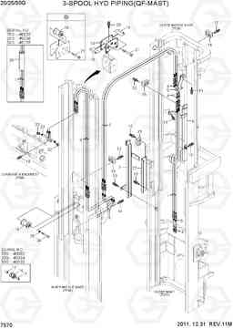 7570 3-SPOOL HYDRAULIC PIPING(QF-MAST) 20G/25G/30G-7, Hyundai