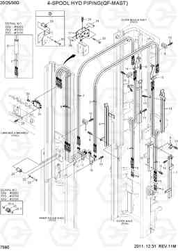 7580 4-SPOOL HYDRAULIC PIPING(QF-MAST) 20G/25G/30G-7, Hyundai