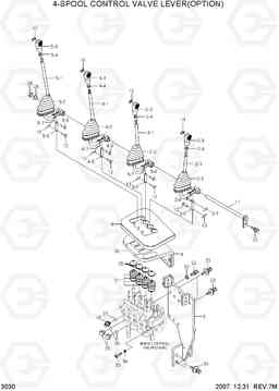 3030 4-SPOOL CONTROL VALVE LEVER(OPTION) 20L/25L/30L-7, Hyundai