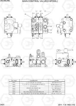 3A21 MAIN CONTROL VALVE(2-SPOOL) 20L/25L/30L-7, Hyundai