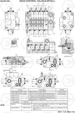 3A40 MAIN CONTROL VALVE(4-SPOOL) 20L/25L/30L-7, Hyundai