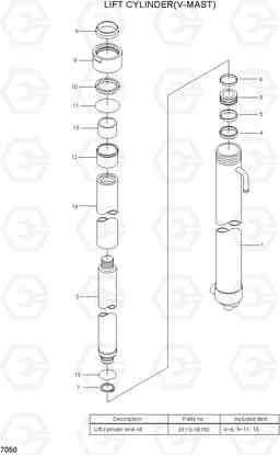 7050 LIFT CYLINDER(V-MAST) 20L/25L/30L-7, Hyundai