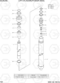 7261 LIFT CYLINDER(TF-MAST,NEW) 20L/25L/30L-7, Hyundai