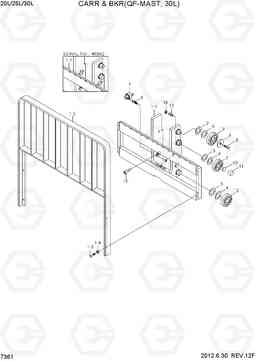 7361 CARRIAGE &  BACKREST(QF-MAST,30L) 20L/25L/30L-7, Hyundai