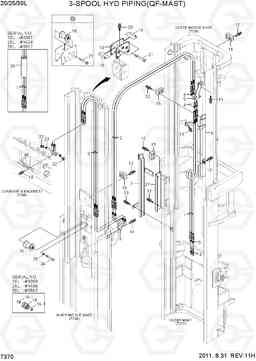 7370 3-SPOOL HYD PIPING(QF-MAST) 20L/25L/30L-7, Hyundai